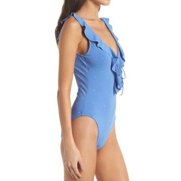 🌸 ROBIN PICCONE 🌸 Jennie Plunge One-Piece Swimsuit - [size 4, Sky Blue] - Picture 2 of 12